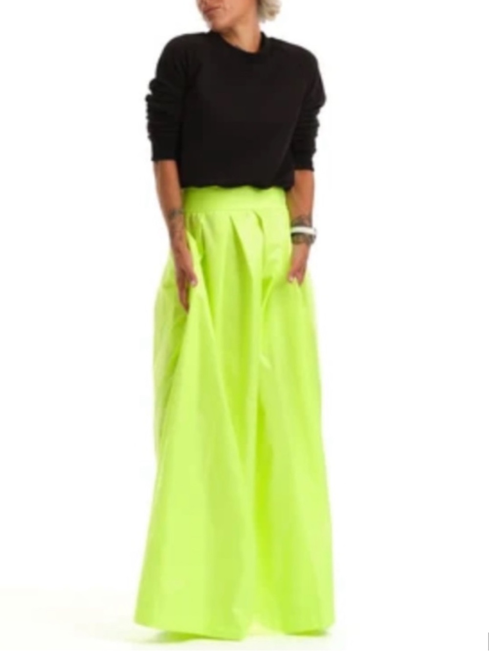 NWOT Locker Room Neon Yellow Ruched Maxi Skirt - S/M